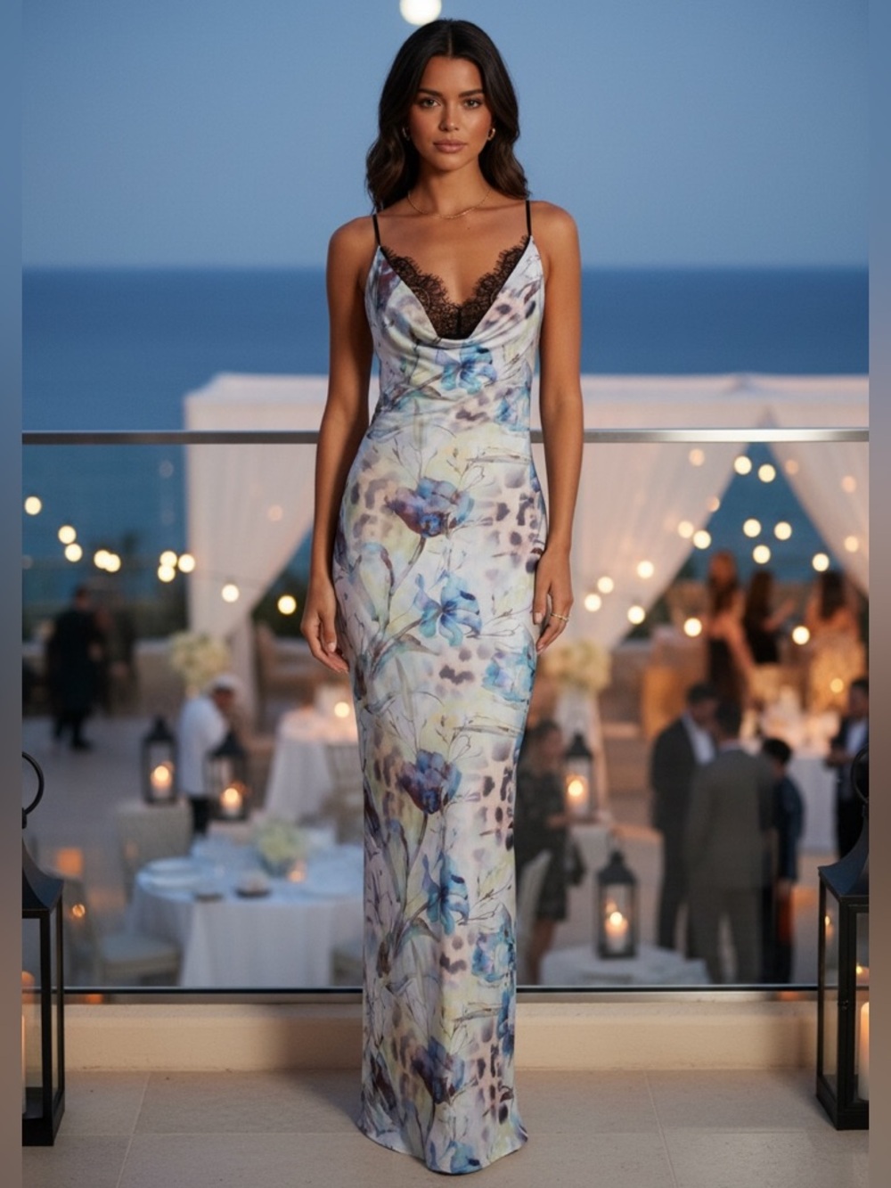 Guest Of Honor Lace Trim Floral Maxi Dress